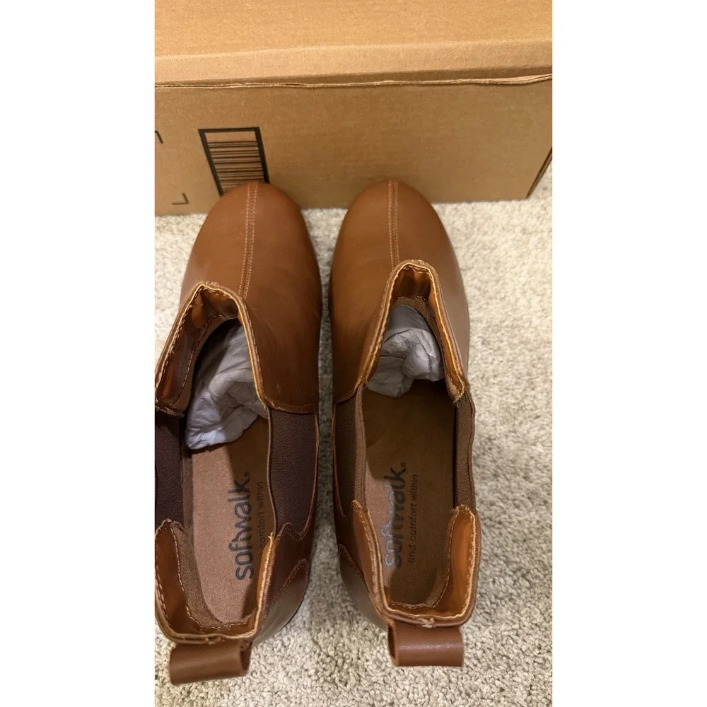 Soft Walk Highland Leather Brown Ankle Chelsea Boot Size 12M S2053-271